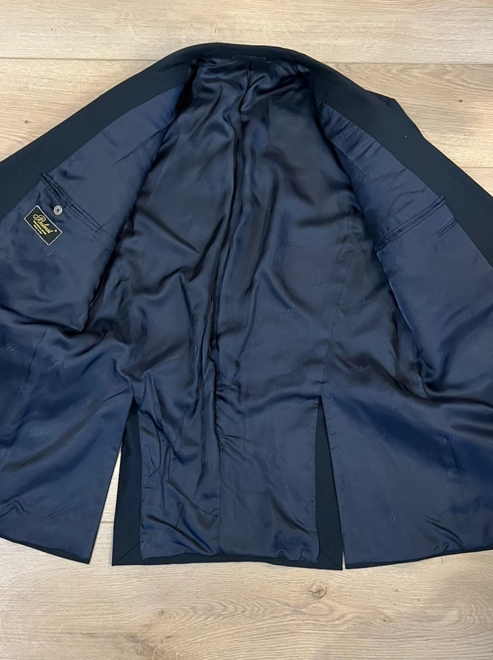 Chaqueta Traje Belvest Vintage Para Hombre Doble Pecho Lana, Italiana, Azul Marino / 52R Foto 4 de 4