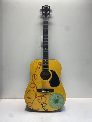 Johnson by AXL JG-KIT-N Dreadnought Acoustic Guitar Custom Painted Floral 6-Str