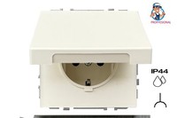 Liregus Modern Steckdose Unterputz IP44 Sand 1-Fach 16A 250V Mit Klappe