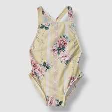 Seafolly Girls' Yellow Floral Nana's House Toddler One-Piece Swimsuit Size 0