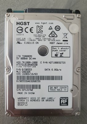 1 TB Internal Hard Drive HGST 7200RPM 1TB 2.5'' HDD 7K1000-1000 HTS721010A9E630