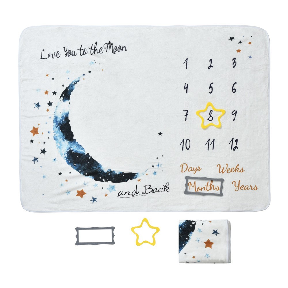 Coperta Milestone Neonato Luna 0-12 Mesi Baby Blanket Foto Ricordo