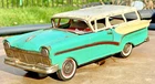 Vintage 1956 Bandai Japan Tin Friction Toy 12" Green Ford Country Station Wagon