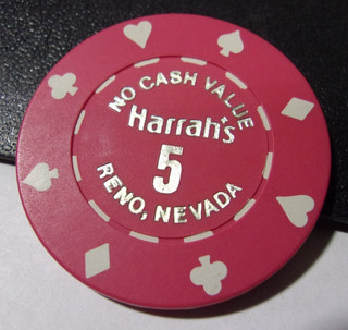 HARRAH'S HOTEL CASINO 5 NCV hotel casino gaming poker chip Reno Nevada