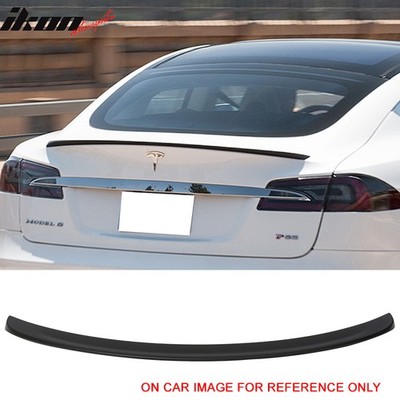 Fits 12-26 Tesla Model S OE Style Rear Trunk Spoiler Wing Unpainted Black ABS