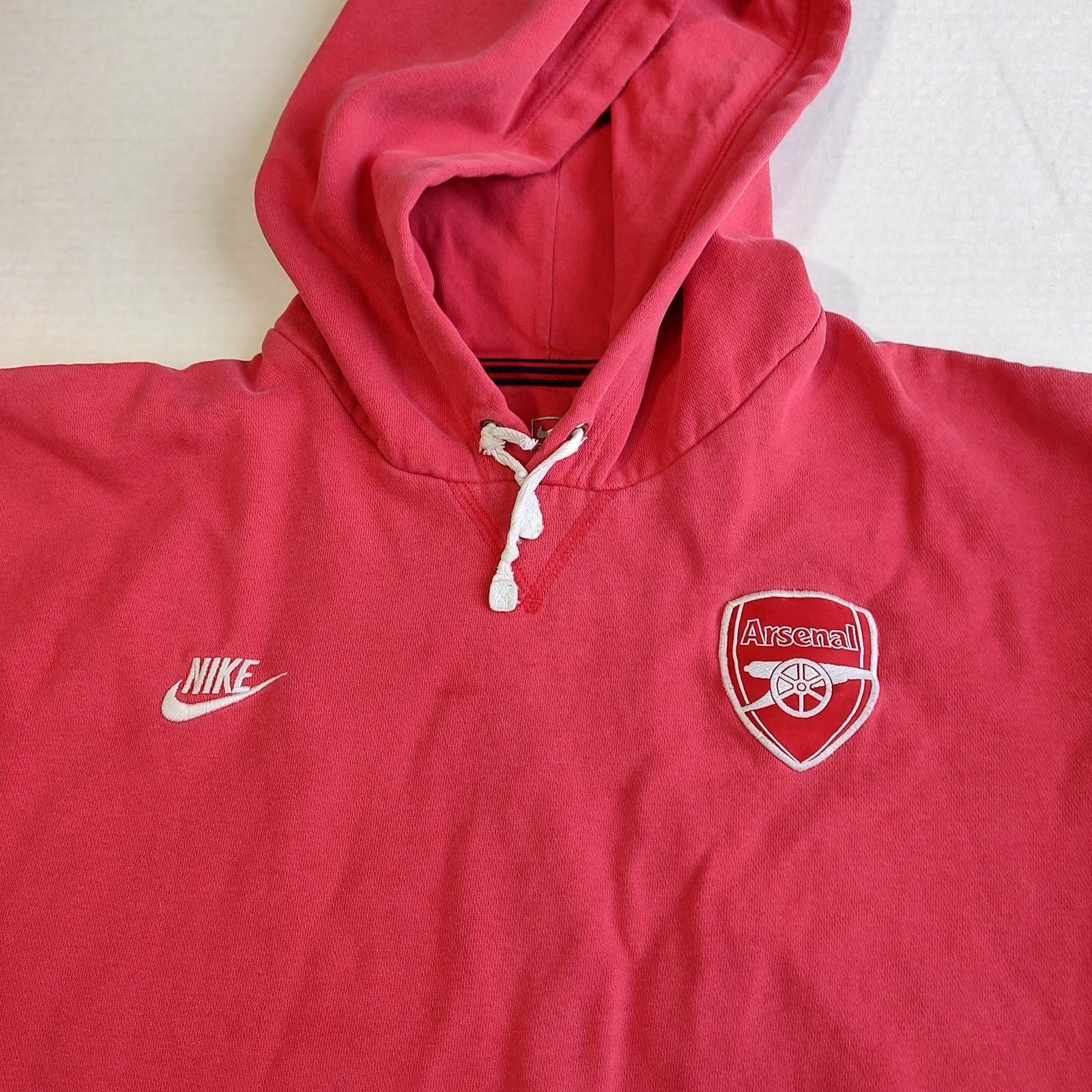 Vtg Arsenal Gunners Nike Hoodie Sweatshirt L Red Pullover Premier League Adult
