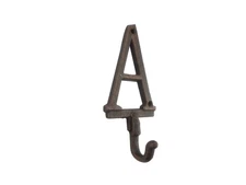 Handcrafted Nautical Décor Rustic Copper Cast Iron Letter A Wall Hook, 6"