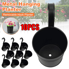 10x Hanging Plant Iron Flower Pots Balcony Planter Hanging Plant Pots for Fence