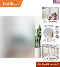 Reusable Frosted Window Privacy Film - Blocks 93% UV & Heat Control (17.5"x6.5')