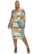 PLUS SIZE Sofia One Shoulder Midi Dress