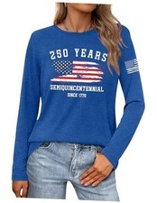 4th of July Shirts for Women: Fourth of July T-Shirt USA X-Large Flag-blue
