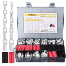 176 Pcs Thick Copper lugs Electric Wire Lugs AWG2 4 6 8 10 12Gauge 88Pcs Tinn...