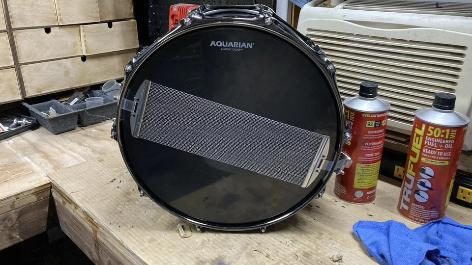 Pork Pie Maple/Oak Snare Drum Black High Gloss Lacquer 8X14 - Image 4 of 4