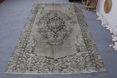 5x8,3 ft Vintage Turkish Rug, Large Rug, Gray Wool Rug
