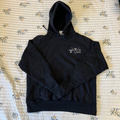 Champion Reverse Weave Hoodie Black Pullover Car Logo Sweatshirt Vtg Mens Large