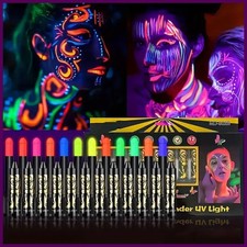 Halloween Glow in The Black Light Face Paint 6/12pcs UV Neon Glow Fluorescent