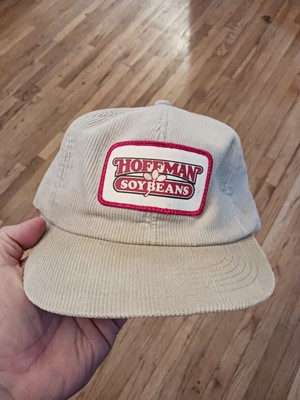 Vintage Hoffman Soybean Seed Patch Corduroy Adjustable Trucker Hat Cap