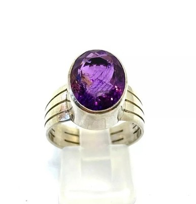 Vintage Studio Silber Amethyst Solitär Cocktail Ring UK Größe R (US 8 3/4)