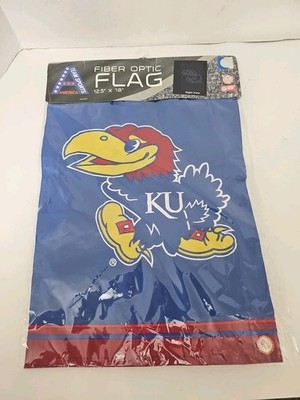 KU Kansas University Jayhawk Fiber Optic 12.5'' x 18''  Banner Garden 