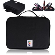 Colored Pencil Case 220 Slots Gel Pens Holder Waterproof Organizer Bag Portab...