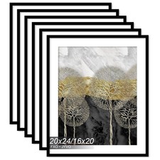 20x24 Picture Frame Set of 6, Display Poster 16x20 with Mat or 20 x 24 Withou...