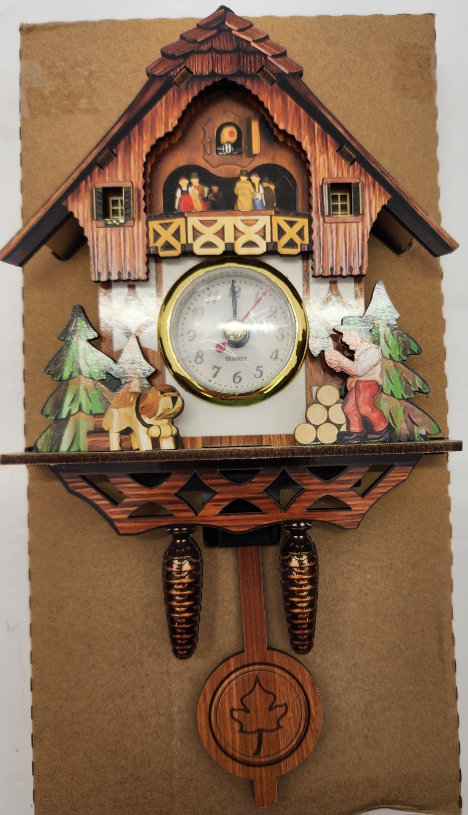 Vintage Wooden Room Hanging Clock Time Alarm Clock Wall Clock Decor Open Box