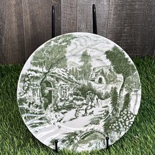 Rossini Country French Plate Green Toile Scenic Village Japan 10  Cottagecore
