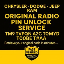 ✅ Chrysler Radio Code Pin | TOMYD TM9 T00BE | Instant Digital Delivery