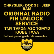 CHRYSLER✅ JEEP✅ DODGE✅ RAM✅ RADIO UNLOCK CODE T0MYD TM9 T00BE T**AA TVPQN A2C✅