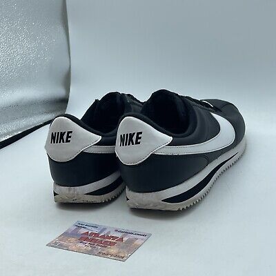 Size 9 - Nike Cortez Basic Leather Black White Silver Size 9 - Nike Cortez Basic Leather Black White Silver