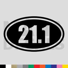 21.1Marathon Oval Vinyl Die Cut Decal Sticker - Running Jogging Distance