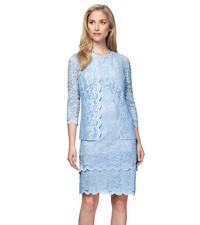 NWT-ALEX EVENINGS Size 14 Blue Lace Women's Jacket  Dress 2-Piece Retail 189