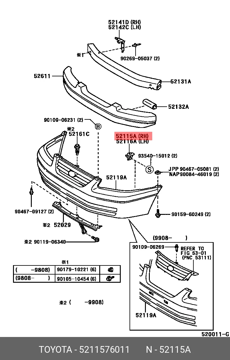 Genuine OE bumper bracket, 5211576011 for TOYOTA 52115-76011 | eBay