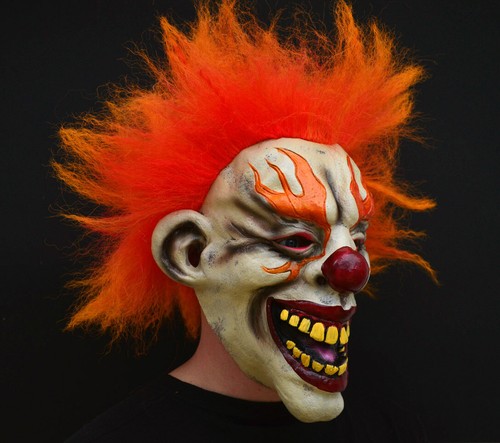 Scary Halloween Clown Mask Evil Easy Costume Realistic Latex with Hair - Picture 143 of 199