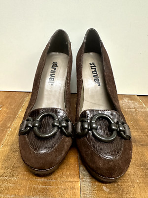 Strover women size EU 36- US 6.5  brown suede & leather  pumps heel shoes