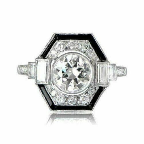 Art Deco Stil 2,45 ct Lab Created Diamant Verlobungsring 14K Weißgold Finish Ring - Bild 2 von 6