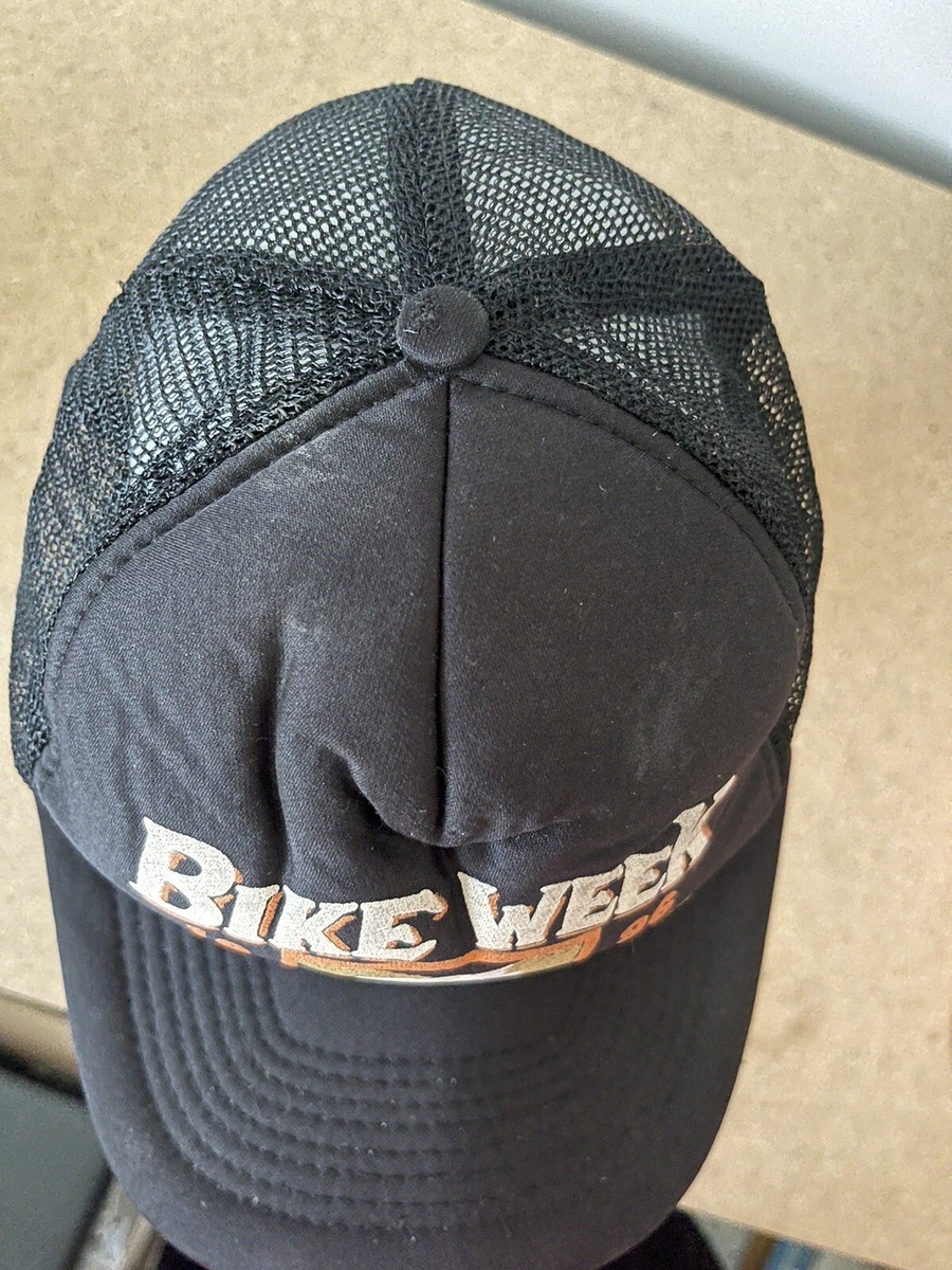 Vtg 90s Daytona Beach Bike Week snapback Black Hat Logo