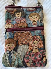 Danny K. Tapestry Crossbody Small Purse 5" x 8" Leather strap Made in USA EUC