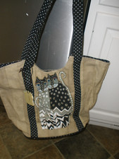 Laurel Burch Cat Tote 15"x12"x6" EUC T89 