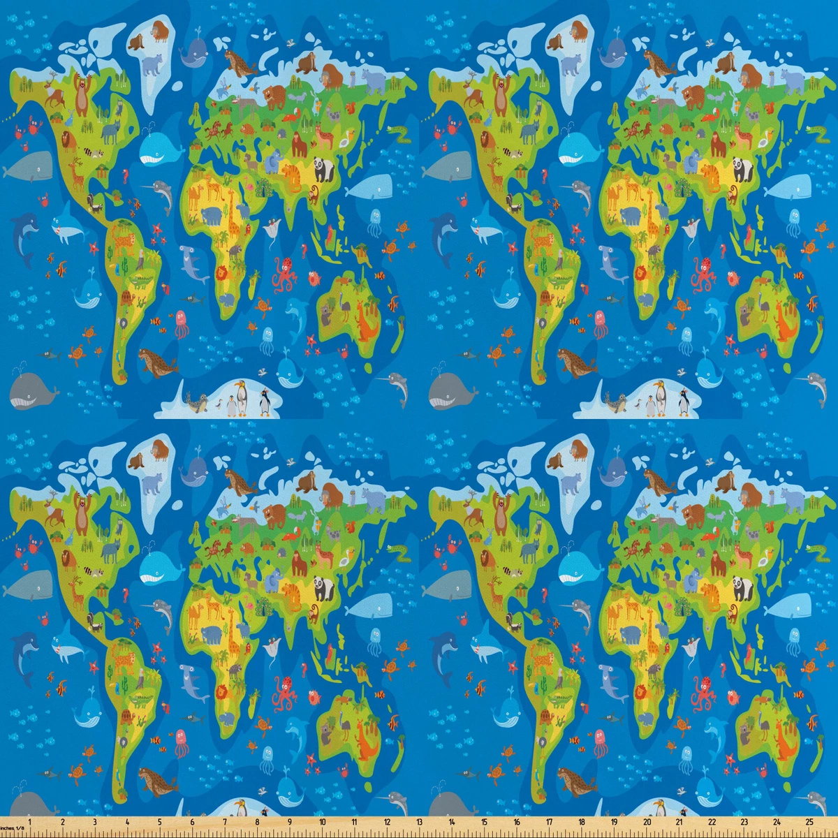 WELTKARTE 3 Stoff Vintage Atlas Vorhang Wohndeko Baumwolle