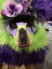 Furry Mask,green And Purple Head,furry On The Inside And Outside.