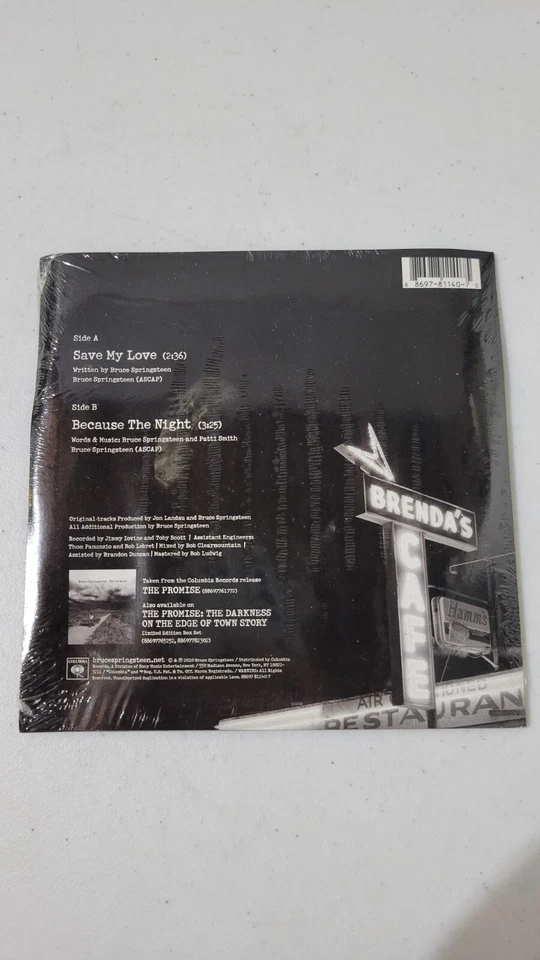 Bruce Springsteen Save My Love 7" Vinyl LP Single Because The Night Patti Smith - Image 2 of 2