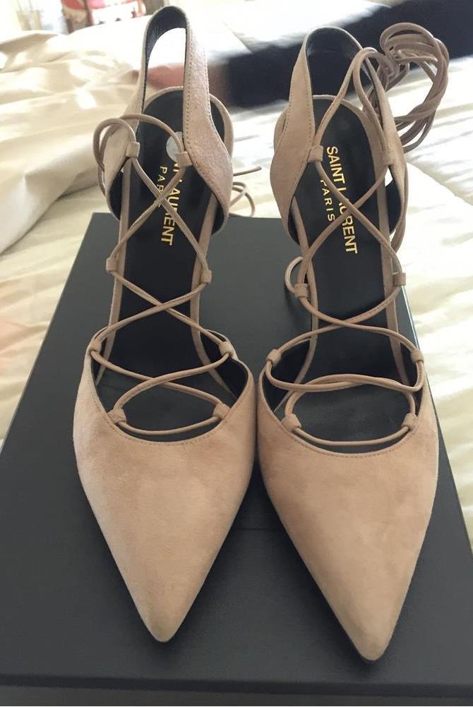 Scarpe con lacci Saint Laurent slingback pelle scamosciata taglia 38 5 $795