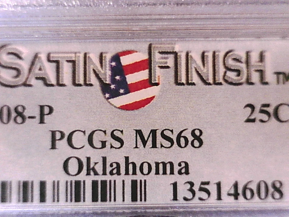 Oklahoma 2008 P Washington State Quarter PCGS MS 68 Satin Finish 13514608 - Image 3 of 3