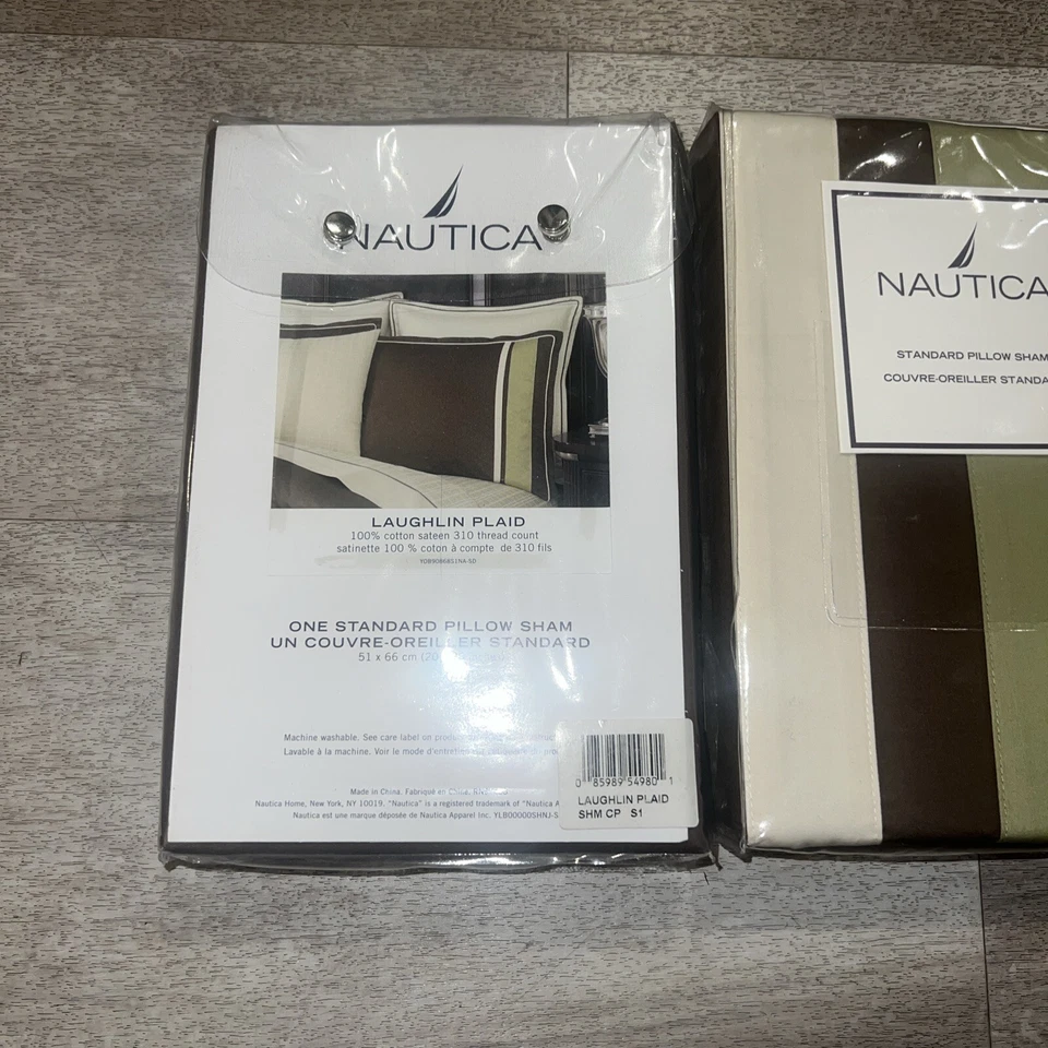 Nautica две стандартные подушки - новый в упаковке Laughlin клетку - Изображение 2 из 2