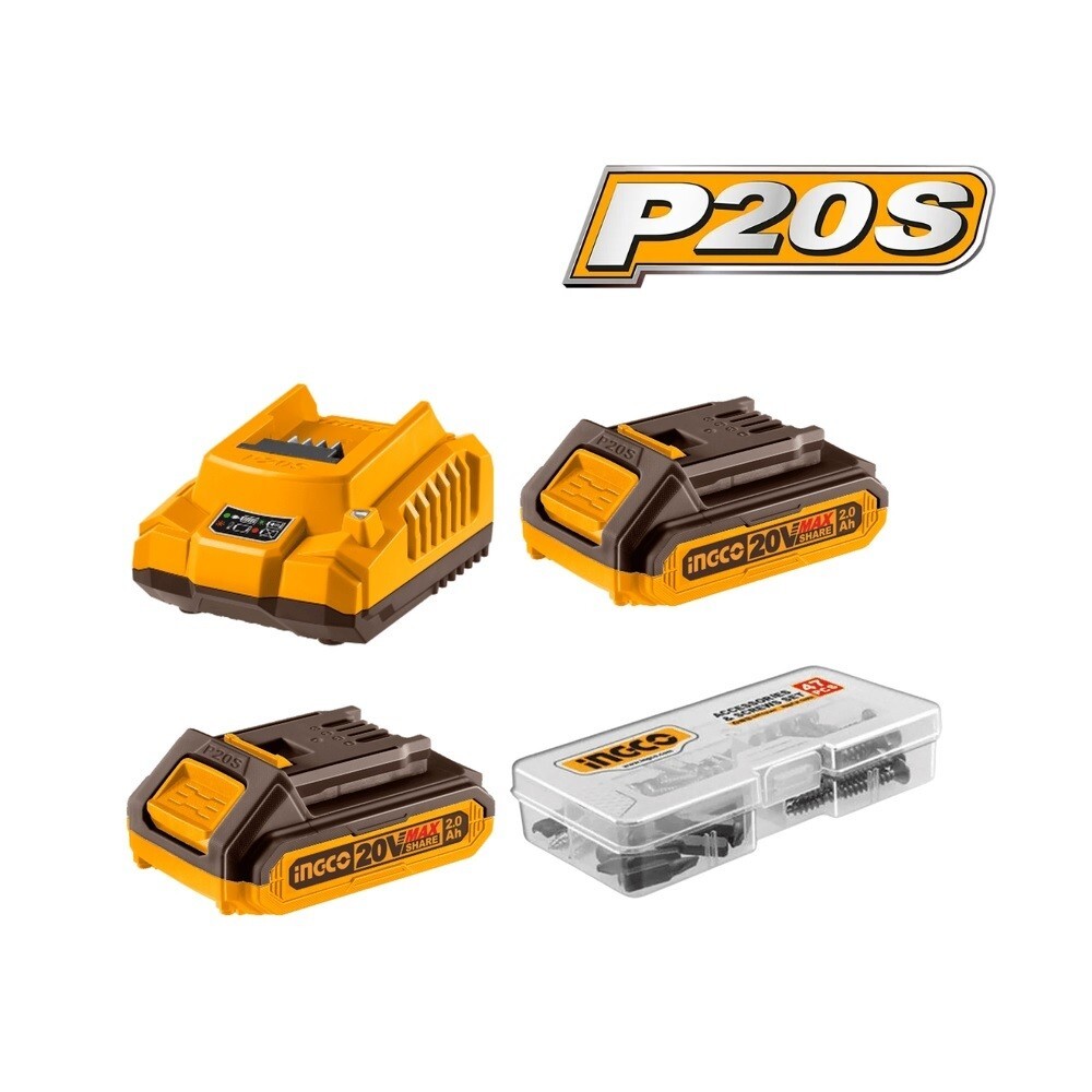Kit Trapano Avvitatore + Smerigliatrice a Batteria INGCO + 2 Batterie 20V in Box foto 4