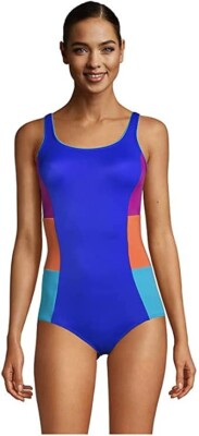 NWT Lands' End Womens Scoop Neck Soft Cup Tugless One Piece 10 D Cup  $90 JK660