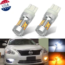 7443 Switchback White/Amber Front Turn Signal Light LED Bulbs For Nissan Altima