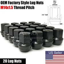 20Pc Black OEM Factory Style Lug Nuts 14x1.5 Fits 2012-2018 Ram 1500 All Trims