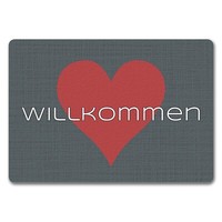 FußMatte In 35X50 Cm Ohne Rand In Dunkelgrau Mit Spruch Und Symbol Willkommen
